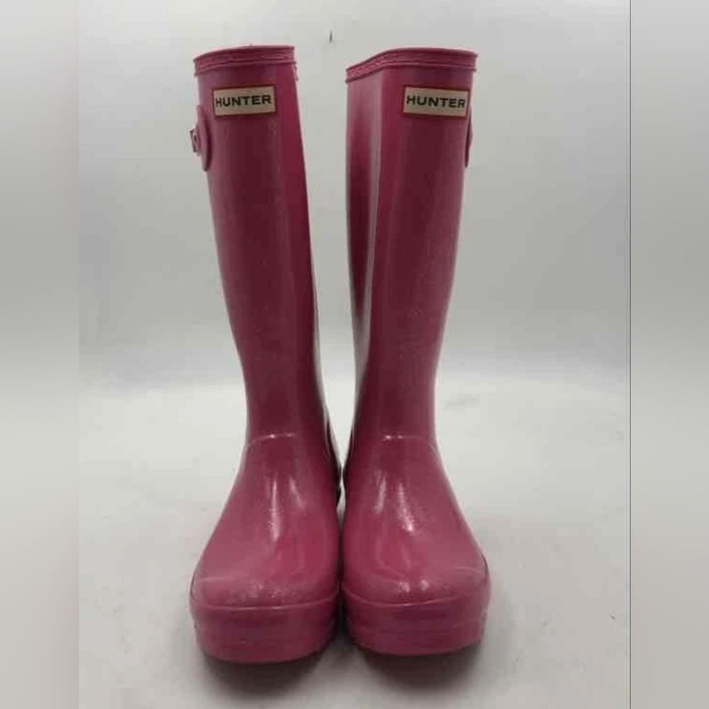 Hunter Pink Giant Glitter Rain Rubber Waterproof Boots Women 5 Or EU 37 - Picture 3 of 11